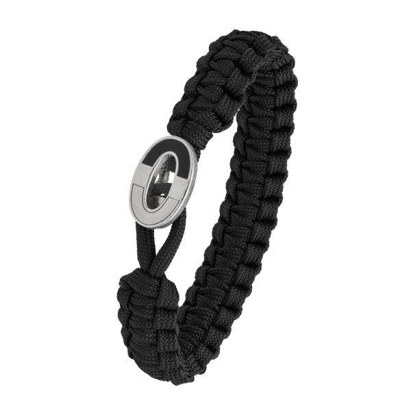 FSTS sort armbånd m sølv lås 08, från Aagaard