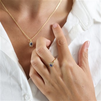 Ring, 8k, Safir/Diamanter, från Aagaard