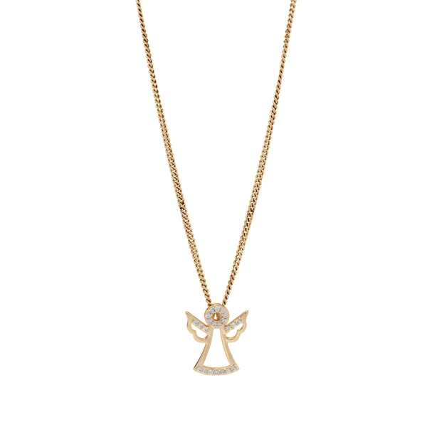 Forgyldt sølvvedhæng Engel m/kæde, från Siersbøl