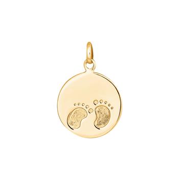 8kt. guldvedhæng rund plade m/fødder, från Siersbøl