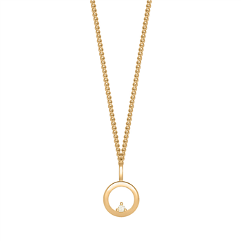 14kt. cirkel vedhæng m/ 0,02ct w/si incl. fg.kæde, från Siersbøl