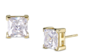 Ørestik sølvforgyldt firkantet zirkonia 6x6 mm, från L&G