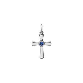 Siersbøl Rhd. silverkors hängsmycke med safir 18 mm