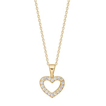 8kt. guldvedhæng hjerte  m/cz inkl. forg. kæde, från Siersbøl