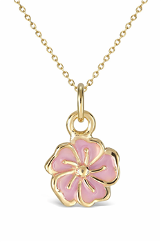 Vedh. sølv forg. blomst rosa m/kæde, från L&G