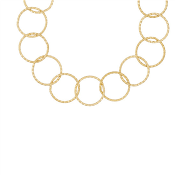 Halskæde med rustikke ringe i stål, belagt med 14 K guld, från Blicher Fuglsang