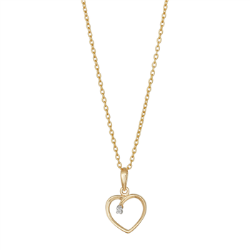 14kt. guldhjerte m/dia. 0.005ct W/SI inkl. forg. k, från Siersbøl