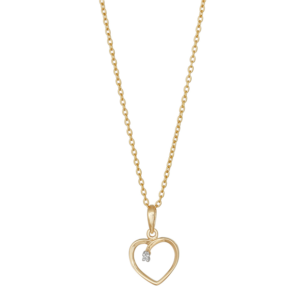 14kt. guldhjerte m/dia. 0.005ct W/SI inkl. forg. k, från Siersbøl