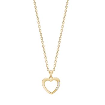 14kt. guldvedhæng hjerte m.0,018ct W/SI inkl. forg. kæde, från Siersbøl