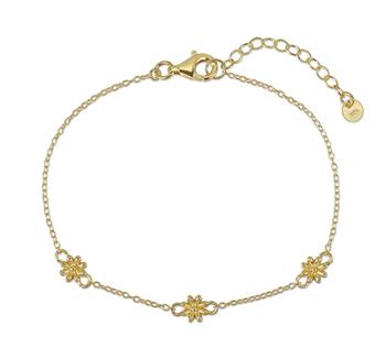 Armbånd sølv forgyldt blomster, från L&G