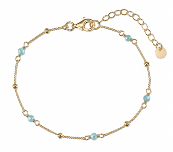 Armbånd sølv forgyldt grøn aqua marine, från L&G