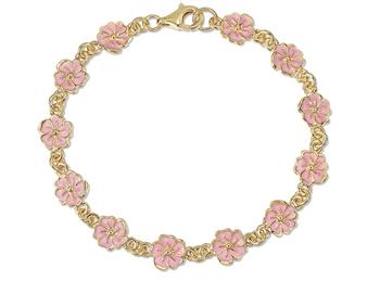 Armb. sølv forgyldt blomst rosa, från L&G