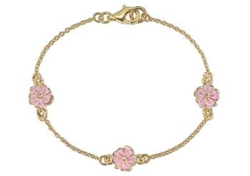 Armb. sølv forgyldt blomst rosa, från L&G