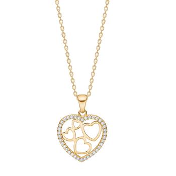 8kt. guldvedhæng hjerte m. cz inkl. forg. kæde, från Siersbøl