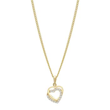 8kt. guldvedhæng dobbelt hjerte m/cz inkl. forg., från Siersbøl