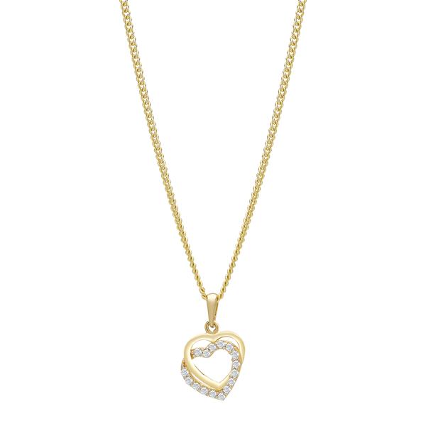 8kt. guldvedhæng dobbelt hjerte m/cz inkl. forg., från Siersbøl