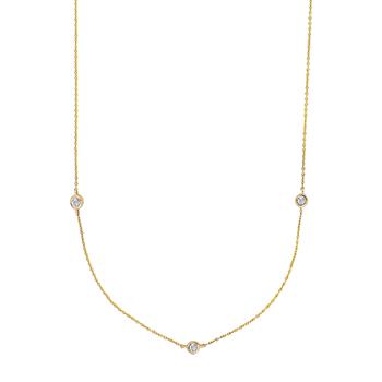 14kt. guldhalskæde m/3 x dia. 0.01ct W/SI, från Siersbøl