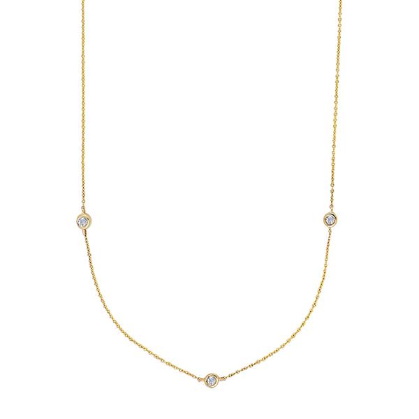 14kt. guldhalskæde m/3 x dia. 0.01ct W/SI, från Siersbøl