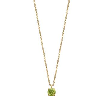 14kt. guldhalskæde m. 4mm peridot, från Siersbøl