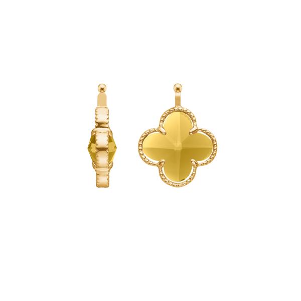 Glas facet kløver m/fg sølv, från Heinzendorff