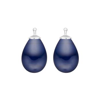 Bøhmisk kvartsglas dråbe farve84 m/rh sølv - par, från Heinzendorff