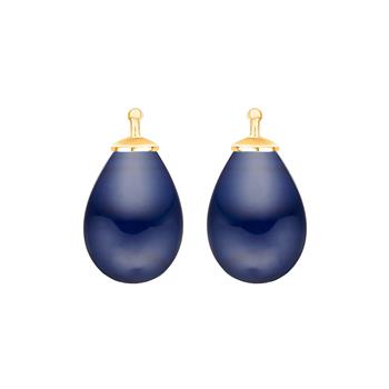 Bøhmisk kvartsglas dråbe farve84 m/fg sølv - par, från Heinzendorff