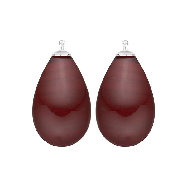 Bøhmisk kvartsglas dråbe farve84 m/rh sølv - par, från Heinzendorff