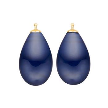 Bøhmisk kvartsglas dråbe farve84 m/fg sølv - par, från Heinzendorff