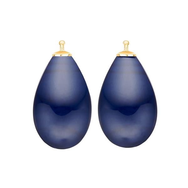 Bøhmisk kvartsglas dråbe farve84 m/fg sølv - par, från Heinzendorff