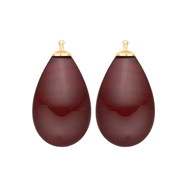 Bøhmisk kvartsglas dråbe farve84 m/fg sølv - par, från Heinzendorff