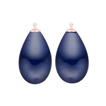 Bøhmisk kvartsglas dråbe farve84 m/rfg sølv - par, från Heinzendorff