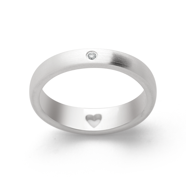 925/- Ring, mat rho., brillant 0,02ct W-SI, från Bastian Inverun