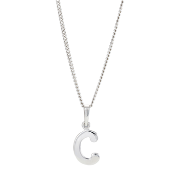 Rhod. sølvbogstav C 12mm inkl. kæde , från Siersbøl