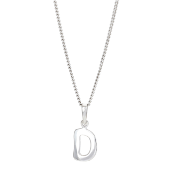 Rhod. sølvbogstav D 12mm  inkl. kæde , från Siersbøl