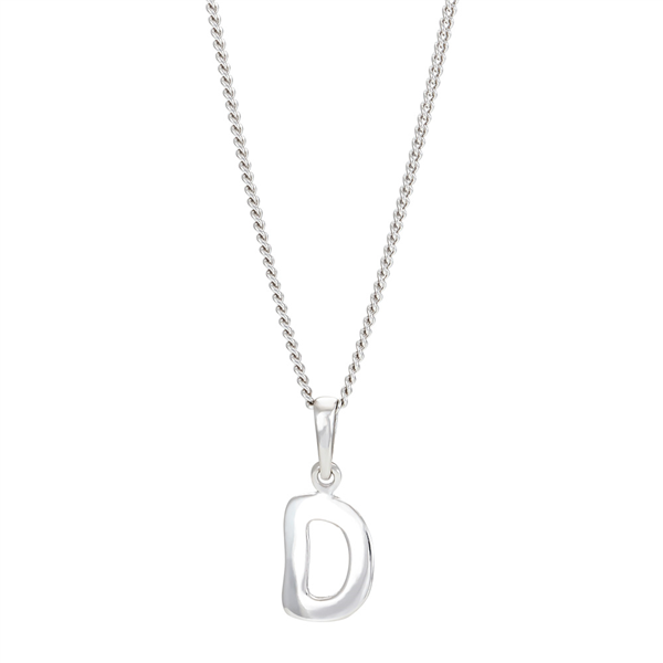 Rhod. sølvbogstav D 12mm  inkl. kæde , från Siersbøl