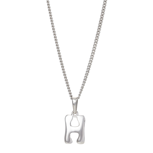 Rhod. sølvbogstav H 12mm inkl. kæde , från Siersbøl