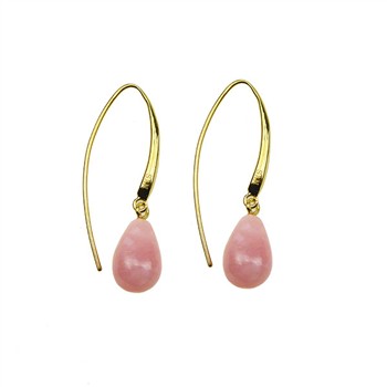 Øreringe - Forgyldt med Pink opal 12x8mm Forgyldt pr.par, från San - Links of Joy