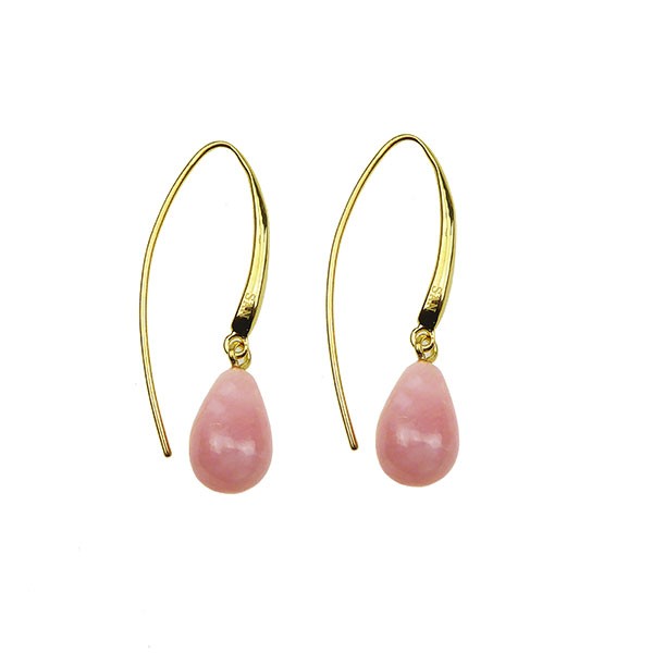Øreringe - Forgyldt med Pink opal 12x8mm Forgyldt pr.par, från San - Links of Joy