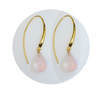 Øreringe - Forgyldt med Rosa kvarts 12x8mm Forgyldt pr.par, från San - Links of Joy