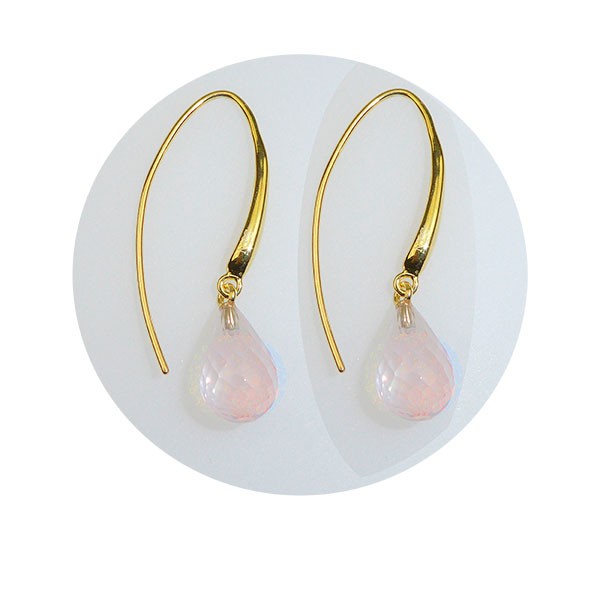 Øreringe - Forgyldt med Rosa kvarts 12x8mm Forgyldt pr.par, från San - Links of Joy