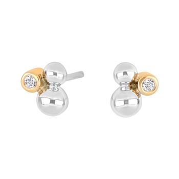 Sølv rhodineret ørestik m. 0.04ct W/SI+14kt, från Siersbøl