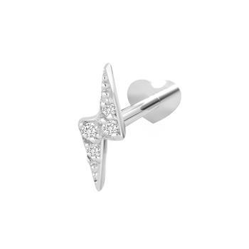 Rhd. sølv Labret-piercing m CZ  lyn PIERCE52, från Nordahl