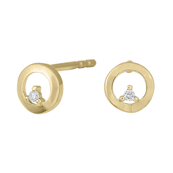 14kt. cirkel ørestik m/ 0,02 ct w/si, från Siersbøl
