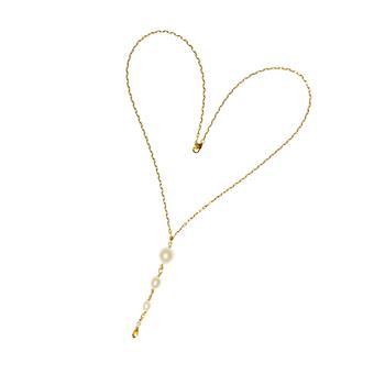 18kt halskæde med Ferskvandsperler & Citrin 38cm, från San - Links of Joy