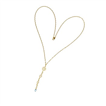14kt halskæde med ferskvandsperler & topas 42cm, från San - Links of Joy