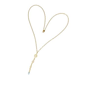 18kt halskæde med Ferskvandsperler & Topas 38cm, från San - Links of Joy