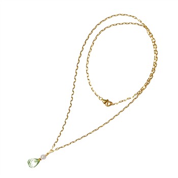 14kt halskæde med grøn ametyst og ferskvandsperle 45cm, från San - Links of Joy