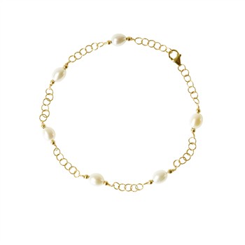 14kt armbånd & halskæde med ferskvandsperler 18cm, från San - Links of Joy