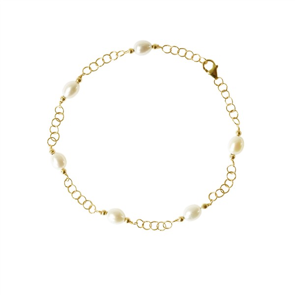 14kt armbånd & halskæde med ferskvandsperler 45cm, från San - Links of Joy