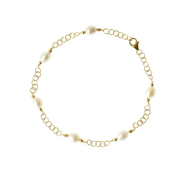 14kt armbånd & halskæde med Hvide Ferskvandsperler 45cm, från San - Links of Joy